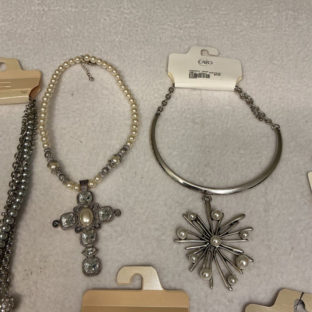 Silver, Pearls And Clear Stone Jewelry Lot 10 Pieces NWT. 3409 - Picture 5 of 8
